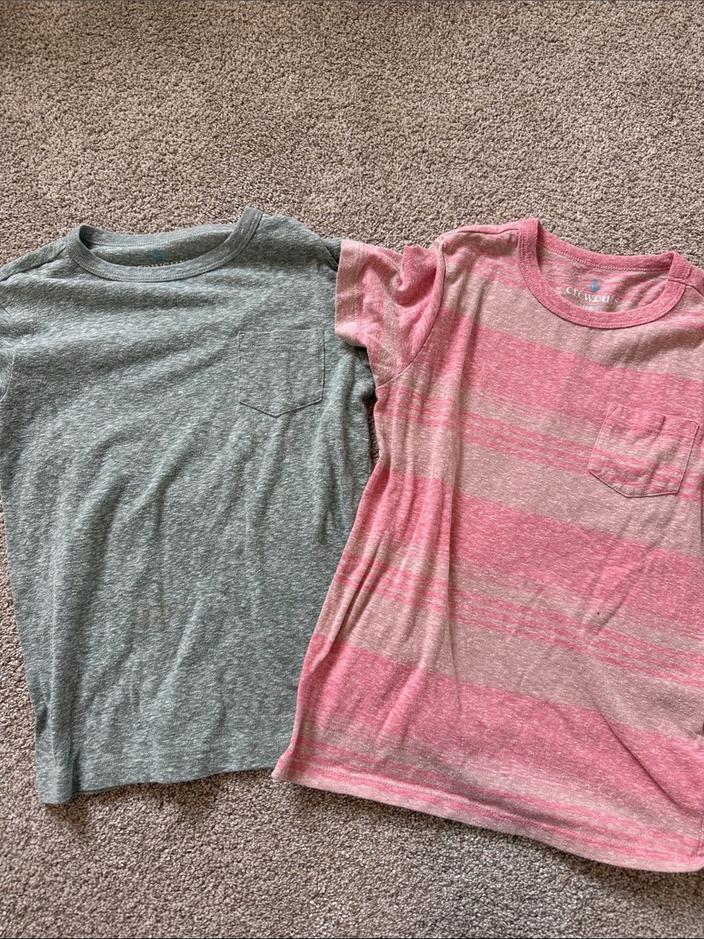 Crewcuts Pink Striped & Green Pocket Tees - Kids